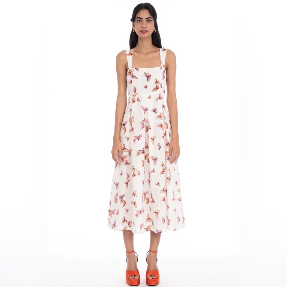 Banjanan Ophelia Dress Kaleidoscope Butterfly Print Midi Size Medium